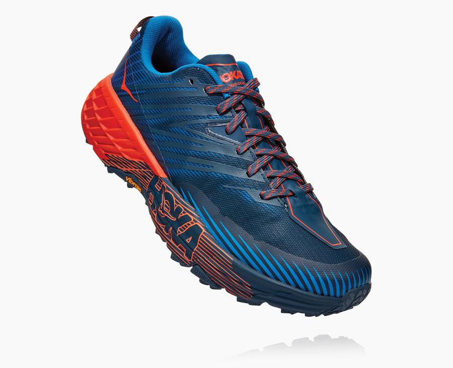 Chaussure Trail Hoka One One Speedgoat 4 Homme - Bleu/Rouge - YXP-320489